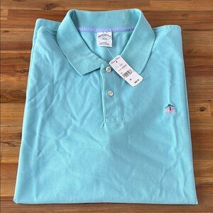 Brooks Brothers Slim Fit Men's Light Blue Polo Shirt Short Sleeves XXL NWT